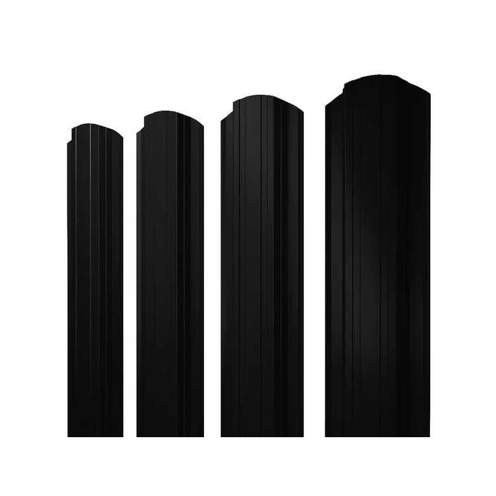 Штакетник Прямоугольный фигурный Grand Line 0,4 Полиэстер матовый - double RAL 9005 Черный